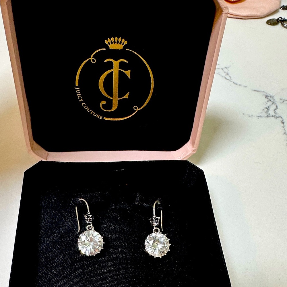 Original limited edition Y2K Juicy Couture crown drop CZ earring’s with box